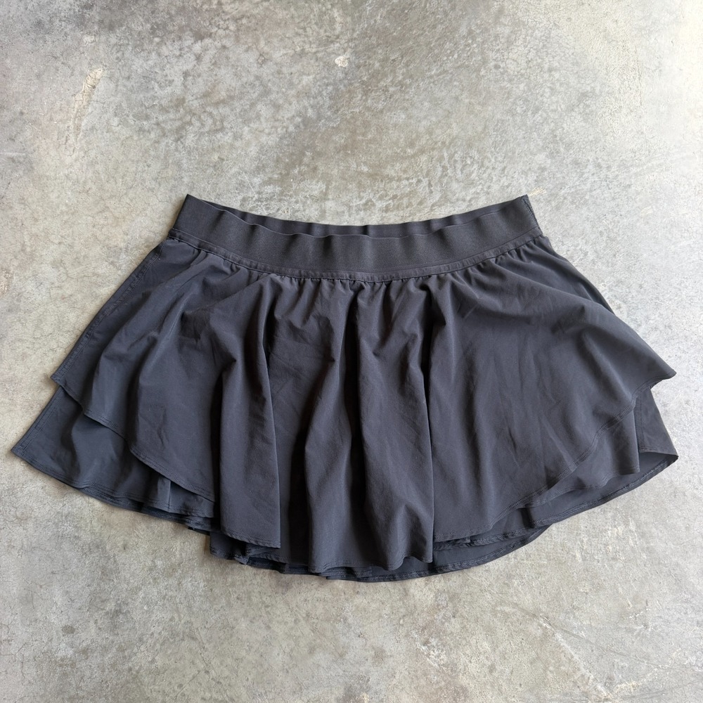 Lululemon Court Rival Pleated Tennis Skirt Skort Black Size 18 Womens Athletic